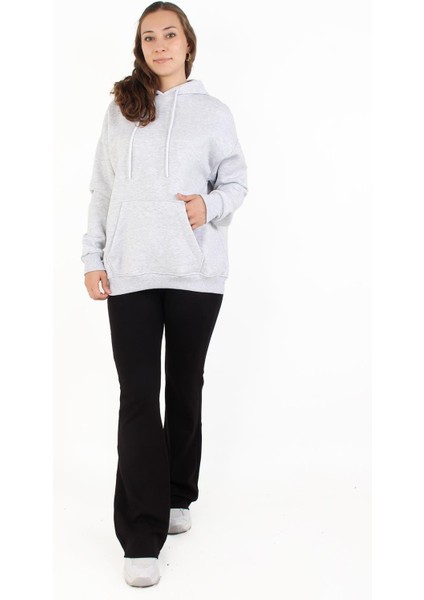 2502 Kapşonlu Cepli Üç Iplik Şardonlu Sweat