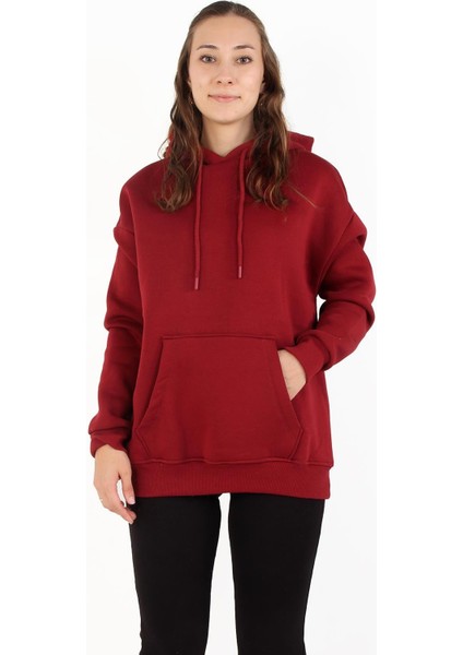 2502 Kapşonlu Cepli Üç Iplik Şardonlu Sweat