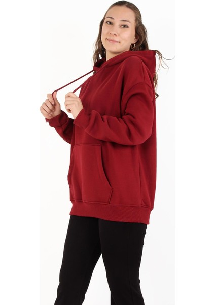 2502 Kapşonlu Cepli Üç Iplik Şardonlu Sweat