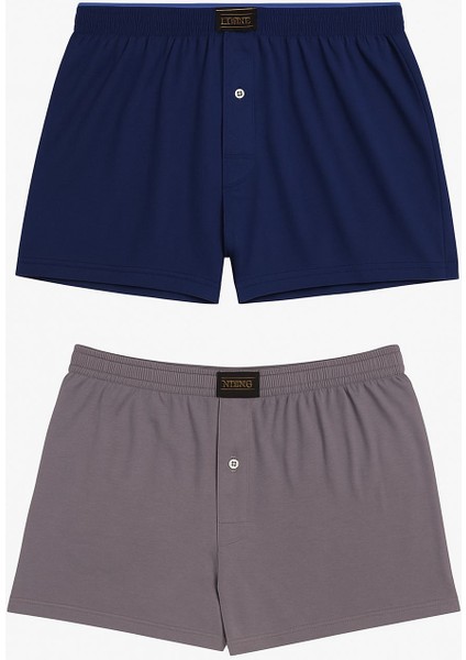 Erkek Havlubel Boxer 2'li Set | Çok Renkli Basic Pamuklu Külot Rahat Iç Çamaşırı