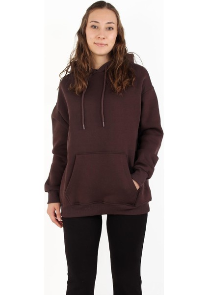 2502 Kapşonlu Cepli Üç Iplik Şardonlu Sweat