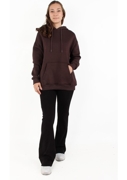 2502 Kapşonlu Cepli Üç Iplik Şardonlu Sweat