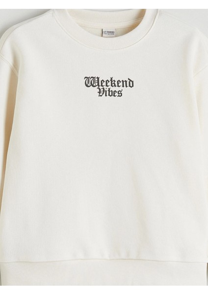 Lcw Kids Ekru Bisiklet Yaka Kız Çocuk Sweatshirt modelleri