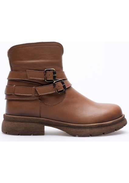 Kadın Hakiki Deri Tokalı Casual Bot - Ceviz modelleri