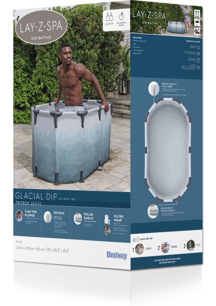 Lay-Z-Spa® Glacial Dip™ 6002N Soğuk Terapi Buz Banyosu Küveti, 2 Kişilik