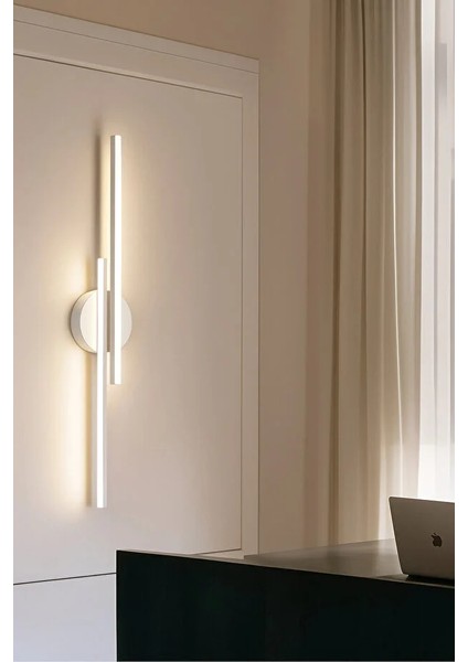 Modern Kablosuz Çift Yönlü Tak Çalıştır Ledli Pilli Aplik Banyo Tablo Ayna Aydınlatma Mat Beyaz Kasa