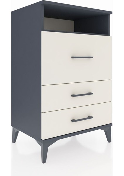 Hyperion Komodin Tek Raflı 3 Çekmeceli 60X44X96 Antrasit-Aytaşı fiyatları