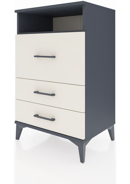 Hyperion Komodin Tek Raflı 3 Çekmeceli 60X44X96 Antrasit-Aytaşı modelleri