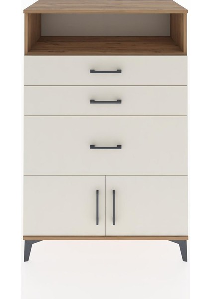 Hyperion Dolap Tek Raflı 3 Çekmeceli 2 Kapaklı 88X44X134 Çam-Aytaşı