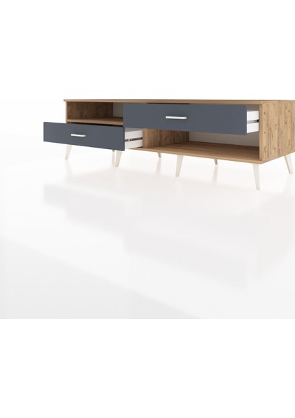 Kronos Tv Ünitesi Tek Raflı 2 Çekmeceli 176X59X51 Çam-Çam/antrasit modelleri
