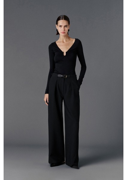 Kemerli Wide Leg Pantolon
