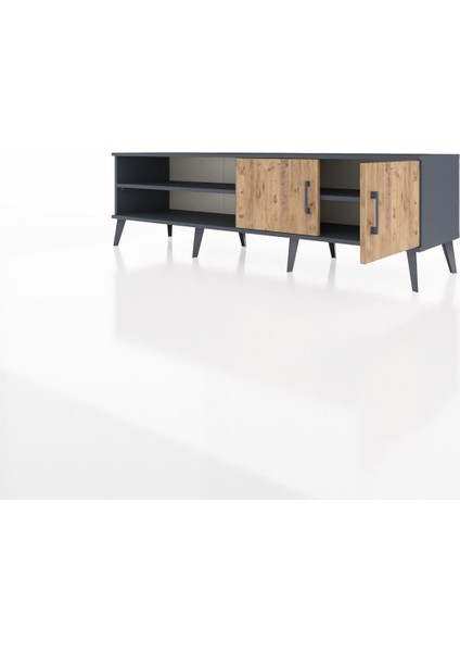 Hyperion Tv Ünitesi 2 Raflı 2 Kapaklı 176X44X51 Antrasit-Çam/antrasit modelleri