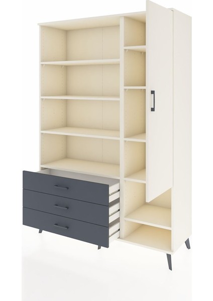 Hyperion Dolap 9 Raflı 3 Çekmeceli Tek Kapaklı 132X44X195 Aytaşı-Aytaşı/antrasit modelleri