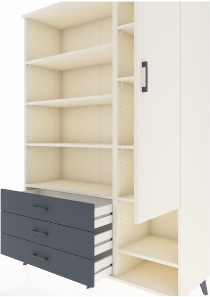 Hyperion Dolap 9 Raflı 3 Çekmeceli Tek Kapaklı 132X44X195 Aytaşı-Aytaşı/antrasit fırsatları