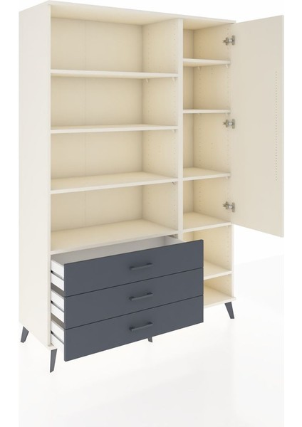 Hyperion Dolap 9 Raflı 3 Çekmeceli Tek Kapaklı 132X44X195 Aytaşı-Aytaşı/antrasit indirimleri