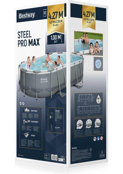 ® 56620 Power Steel™ Prefabrik Yer Üstü Oval Havuz Seti 4,27 M x 2,50 M x 1,00 M indirimleri