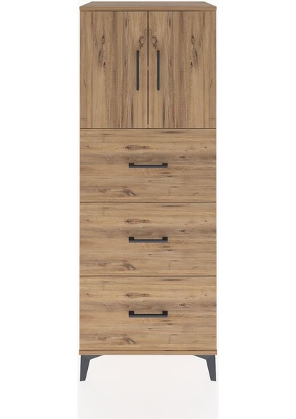Hyperion Dolap 2 Raflı 3 Çekmeceli 2 Kapaklı 60X44X163 Çam-Çam