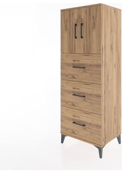 Hyperion Dolap 2 Raflı 3 Çekmeceli 2 Kapaklı 60X44X163 Çam-Çam modelleri