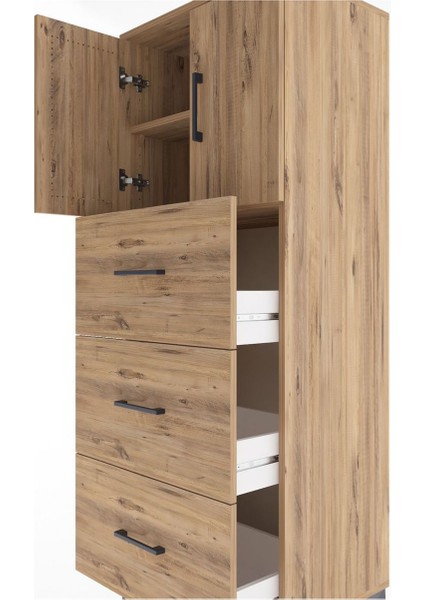 Hyperion Dolap 2 Raflı 3 Çekmeceli 2 Kapaklı 60X44X163 Çam-Çam indirimleri