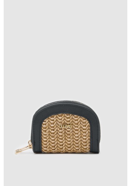 Jefece Siyah Hasır Çanta Cüzdan