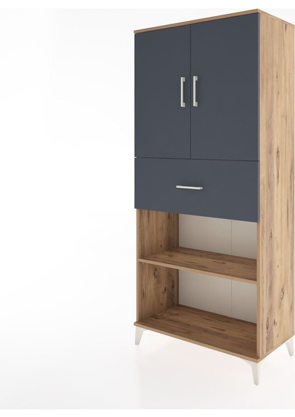Hyperion Dolap 4 Raflı Tek Çekmeceli 2 Kapaklı 88X44X195 Çam-Antrasit modelleri