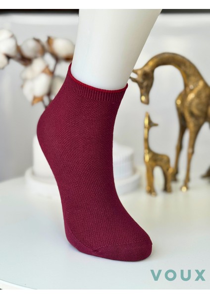 Bambu Dikişsiz Bordo Kadın Yarım Konç Çorap 6 'lı