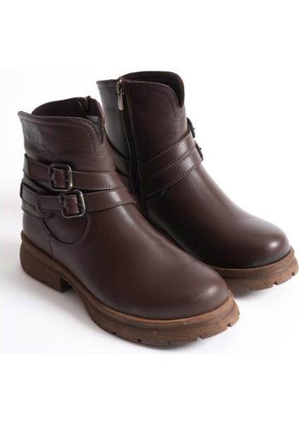 Kadın Hakiki Deri Tokalı Casual Bot - Kahve fırsatları