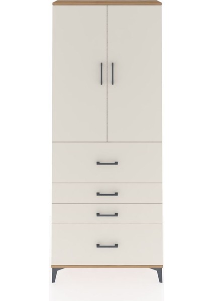 Arges Dolap 3 Raflı 4 Çekmeceli 2 Kapaklı 88X30X221 Çam-Aytaşı