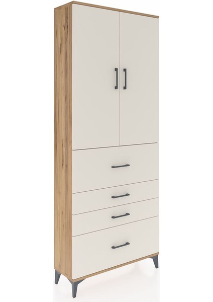 Arges Dolap 3 Raflı 4 Çekmeceli 2 Kapaklı 88X30X221 Çam-Aytaşı fiyatları