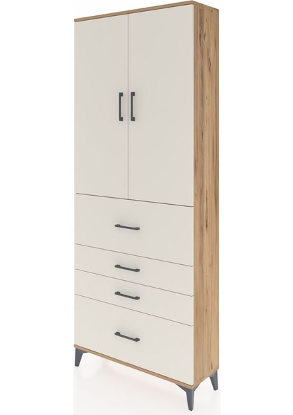 Arges Dolap 3 Raflı 4 Çekmeceli 2 Kapaklı 88X30X221 Çam-Aytaşı modelleri