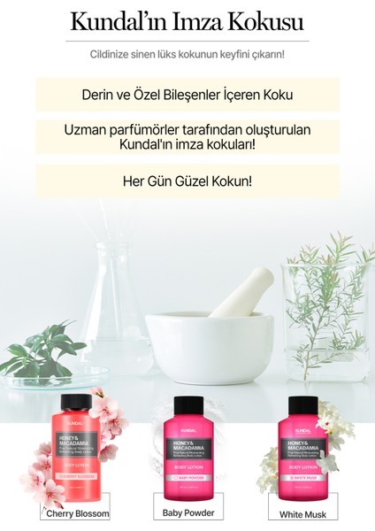 Nemlendirici ve Besleyici Vücut Losyonu Kundal Honey & Macadamia Pure Body Lotion 100ML Baby Powder
