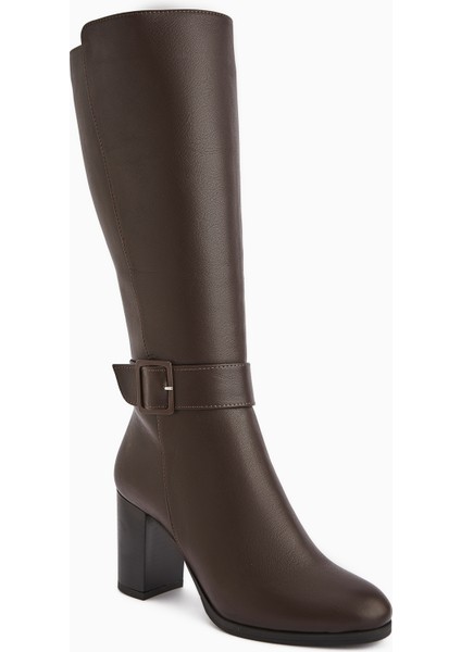 Jeen Hakiki Deri Kahve Topuklu Kadın Çizme fiyatları