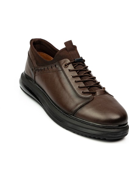 5019 Streç Kahverengi Deri Günlük Erkek Ayakkabı
