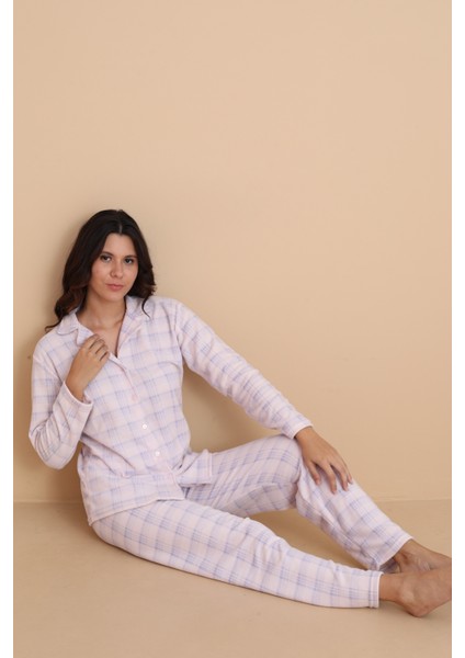 Fwn 1604 Boydan Düğmeli Polar Kışlık Kadın Pijama Takımı fırsatları