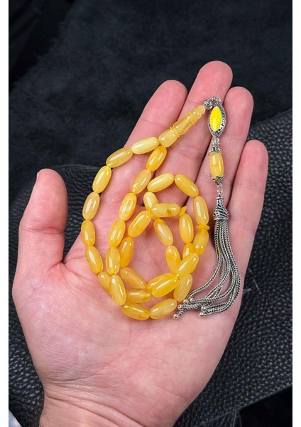 Uzun Arpa Gümüş Mine Püsküllü Boy Kaya Damla Kehribar Tesbih indirimleri