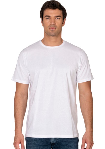 Özkan 12420 Erkek %100 Pamuklu Likrasız Penye Süprem Kumaş Kapalı Yaka Kısa Kollu T-Shirt