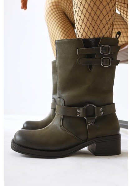 Maggie Haki Toka Detaylı Lastikli Uzun Çekme Bot