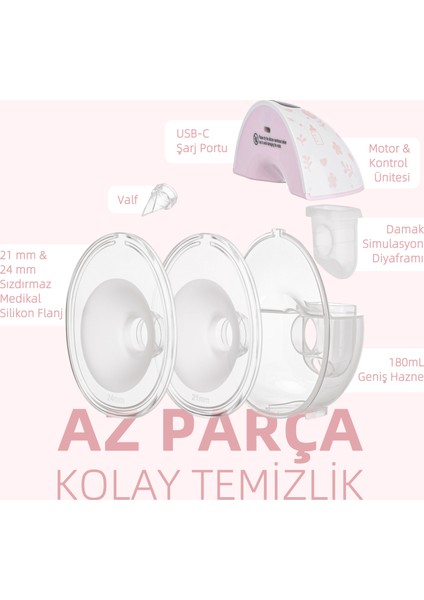 P8 Pro 180 ml Yeni Nesil iç Motorlu Giyilebilir Elektrikli Göğüs Pompası Süt Pompası