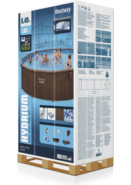 Bestway® 561CS Hydrium™ Çelik Duvarlı Yerüstü Havuz Seti 5,49 M x 1,32 M