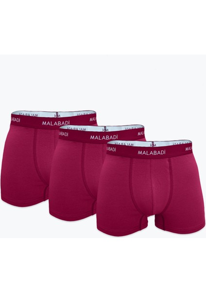 Erkek Bordo 3 Lü Paket Pamuk Elastan Boxer 3M075