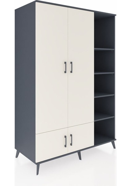 Kronos Dolap 6 Raflı 4 Kapaklı Tek Askılı 132X59X195 Antrasit-Aytaşı/antrasit fiyatları