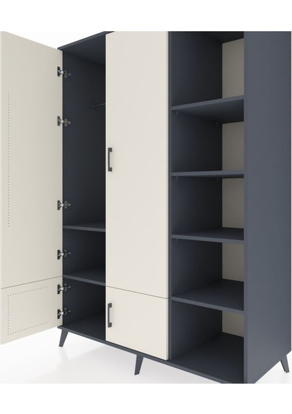 Kronos Dolap 6 Raflı 4 Kapaklı Tek Askılı 132X59X195 Antrasit-Aytaşı/antrasit fırsatları