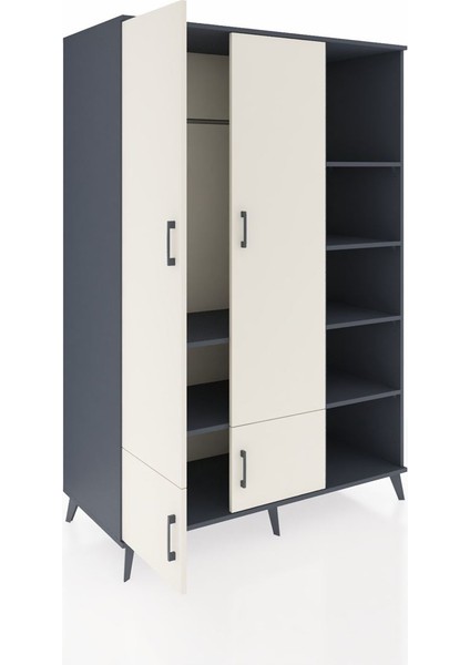 Kronos Dolap 6 Raflı 4 Kapaklı Tek Askılı 132X59X195 Antrasit-Aytaşı/antrasit indirimleri