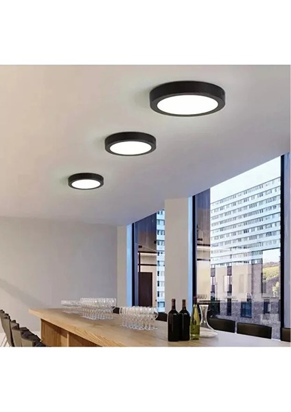 Siyah Kasa Yuvarlak Beyaz Işık Tavana Sıfır LED Armatür Aplik Avize Lambası Aydınlatma 25CM Çapında modelleri