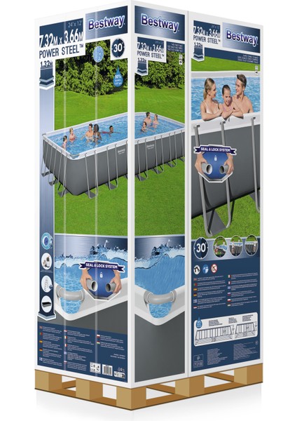 56475 Power Steel™ Prefabrik Yer Üstü Havuz Seti 7,32 M x 3,66 M x 1,32 M