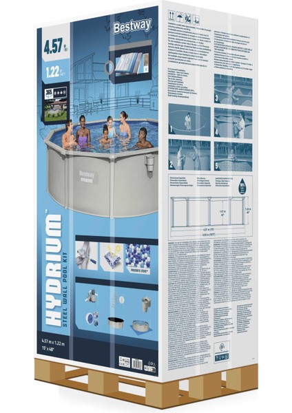 ® 56384 Hydrium™ Çelik Duvarlı Prefabrik Yer Üstü Havuz Seti 4,57 M x 1,22 M fırsatları