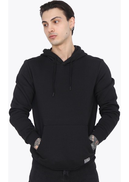 5490 (5281) Kapşonlu 3 Iplik Şardonlu Kanguru Cep Sweat