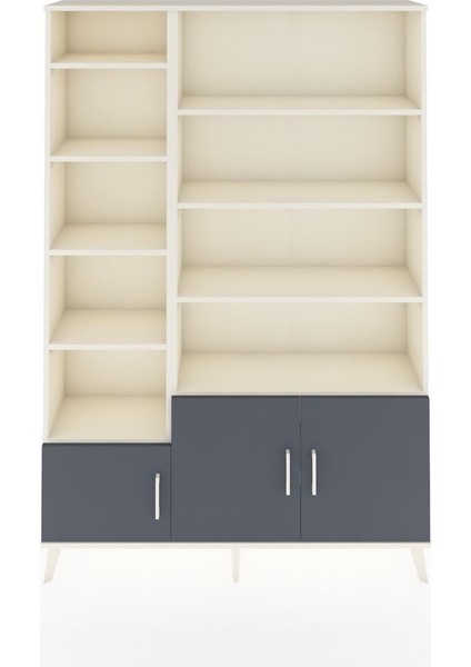 Arges Dolap 10 Raflı 3 Kapaklı 132X30X195 Aytaşı-Antrasit/aytaşı