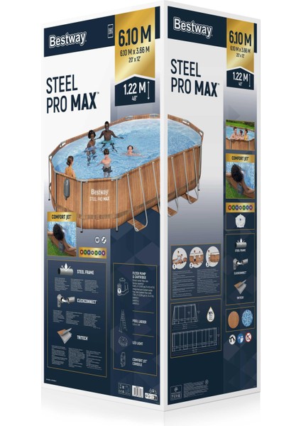 ® 56719 Power Steel® Comfort Jet™ Serisi Prefabrik Havuz Seti 6,10 M x 3,66 M x 1,22 M