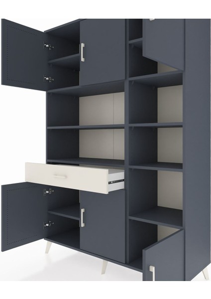 Hyperion Dolap 10 Raflı Tek Çekmeceli 6 Kapaklı 132X44X195 Antrasit-Antrasit/aytaşı fırsatları